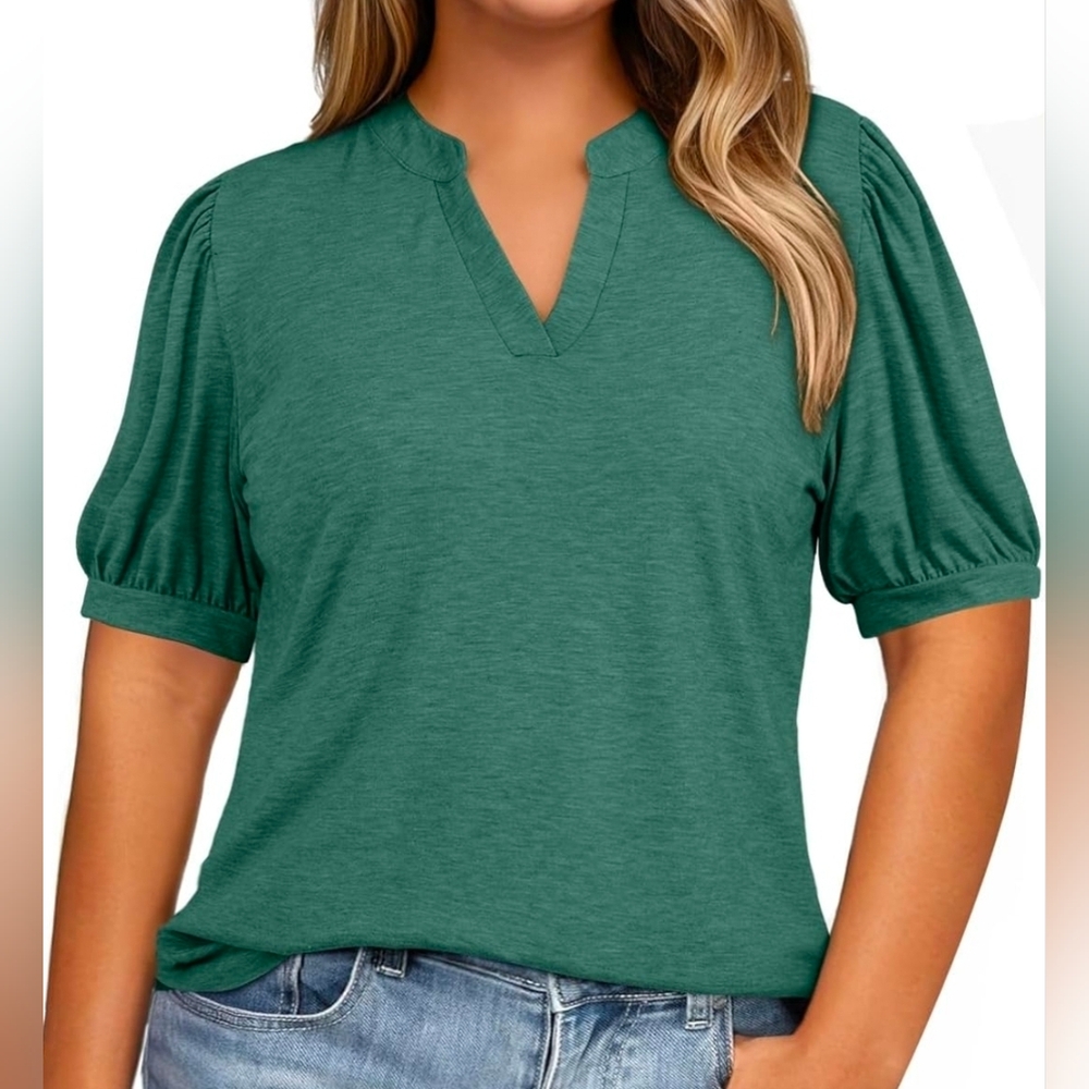 Eytino V-Neck Puff Short Sleeve (2X)